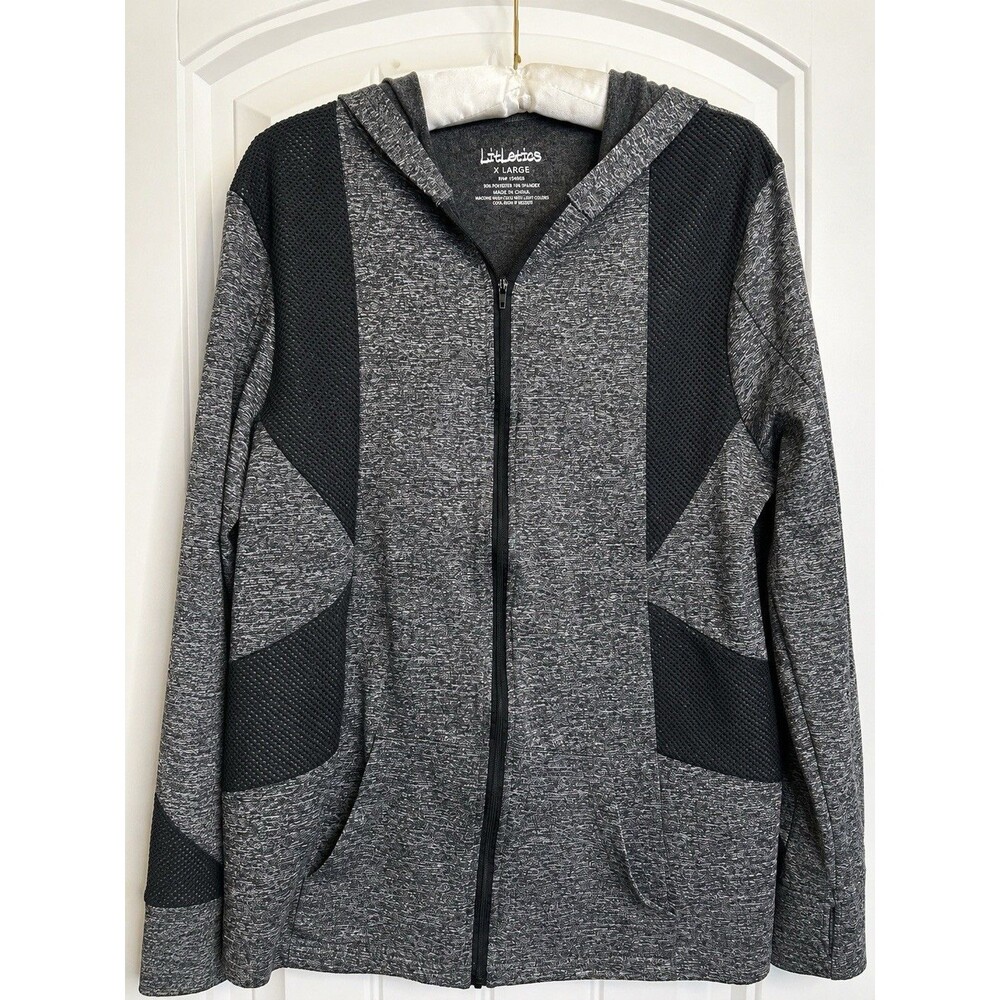 Litletics Gray Full Zip Women’s Hooded Performance Jacket XL Stretch Athleisure - Picture 1 of 12